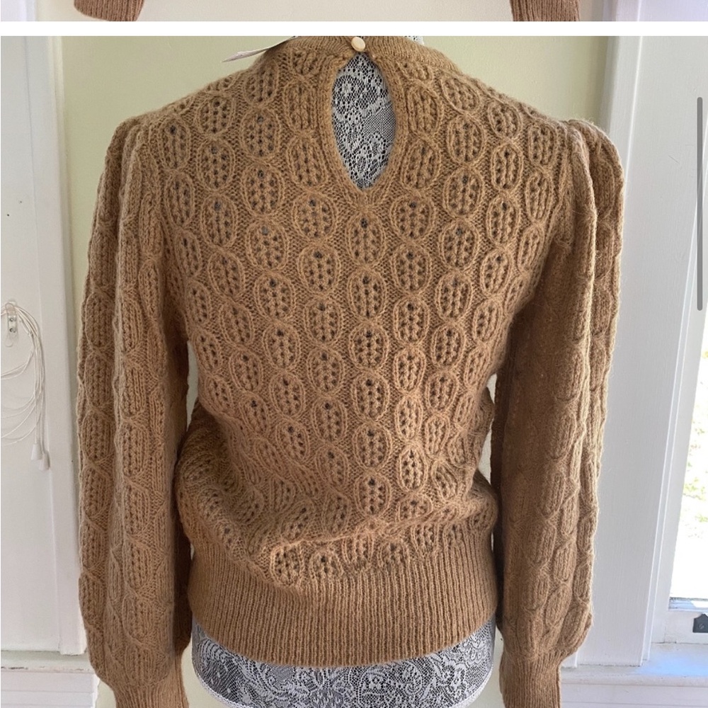 JCrew Alpaca Wool Blend Balloon Sleeve Cable Knit Sweater - Picture 4 of 4